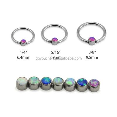 China Stainless Steel CBR Bead Surgical Steel Opal Captive Nose Ring Septum Hoop for sale