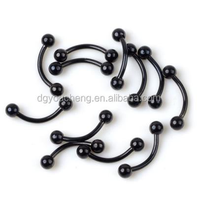 China Wholesale Stainless Steel Black And Gold Curved Eyebrow Body Piercing Jewelry for sale