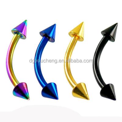 China Stainless Steel Titanium Anodized 14G Male Eyebrow Piercing Rings for sale