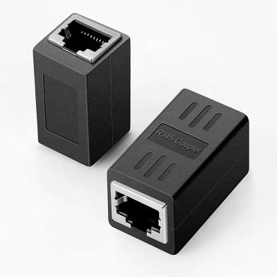 China Network Cat5 Cat5e Cat6 Cat7 Ethernet RJ45 8P8C Female To Female Coupler Supplement Adapter Shielded Black for sale