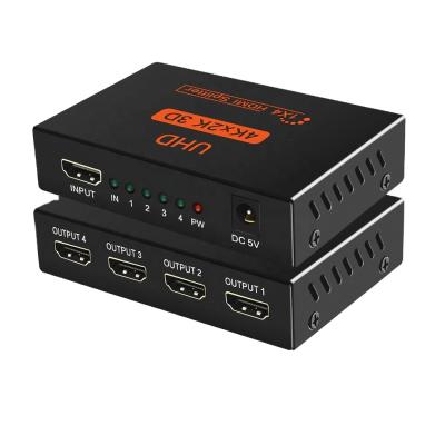 China 4Kx2K 4 Channel 4Way 1x4 HDMI Splitter Support 3D UHD HDMI 1 To 4 Socket 4 Splitter With EU DC/AC Adapter for sale