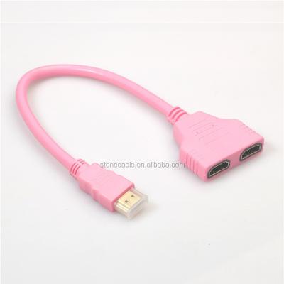 China COMPUTER Cable 1 to 2 HDMI Splitter Cord Cable 14 Version for Dual Monitors Extended Display for sale