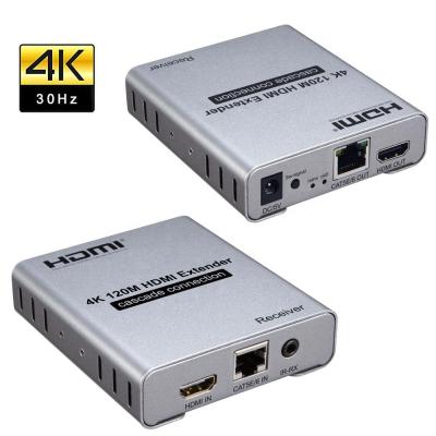 China 120M Over Single UTP Cat5e/6 Metal 4K 30Hz HDMI HDMI 1.4 Supplement with Transmitter and Receiver for sale