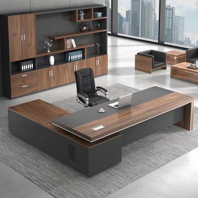 China Bomansha Expandable Modern Luxury Boss Desk Office Furniture 2022 High End MDF And Veneer Combination Office Furniture Finish Desk for sale