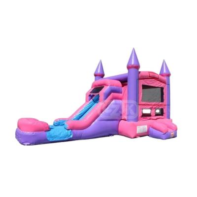 China 0.55mm PVC tarpaulin Plato commercial inflatable bouncy rose castle jumping house with slide for sale for sale