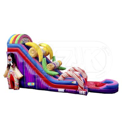 China 0.55 mm thickness PLATO PVC tarpaulin cheap waterslide sugar rush commercial inflatable water slide with pool for sale