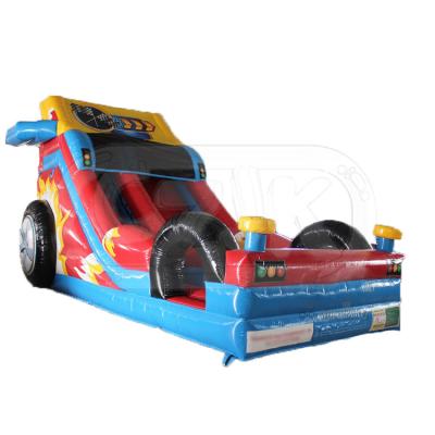 China 0.55mm Thick PLATO PVC Tarpaulin Water Slide Commercial Inflatable City Racing Car Inflatable Dry Slide For Sale for sale