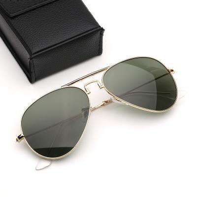 China Fashion Sunglasses Folding Gold Metal Frame Glass Lenses Classic G-15 Ray Band Pilot Green UV Protection Sunglasses Fashion Sun Glasses for sale