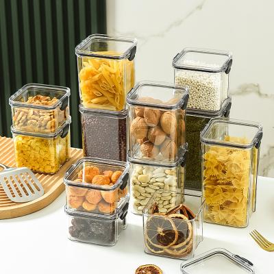 China Sustainable Airtight Leak Proof Plastic PET Clear Food Storage Container Box With Lids For Kitchen Organization for sale