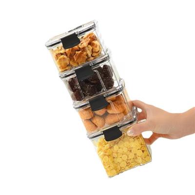 China Sustainable Sealed Clear Plastic Storage Jars Airtight Food Containers with Lids Multi-Purpose Storage Container Airtight Storage Pots for sale