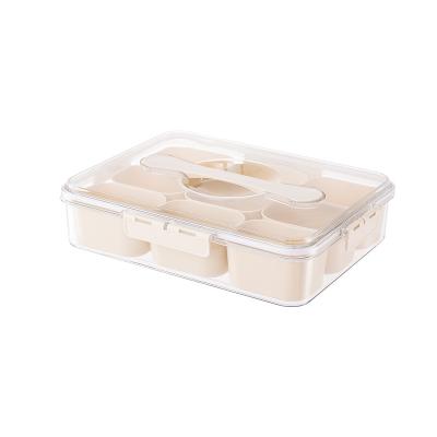 China Sustainable Food Grade Fridge Crisper Kitchen Spice Organiser Travelling Sealed Carrying Portable Divided Vegetable Tray with Lid for sale