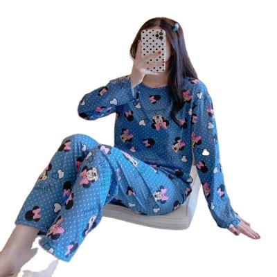 China Factory wholesale high quality women's cute home clothes cartoon cotton long sleeve breathable pajamas for sale