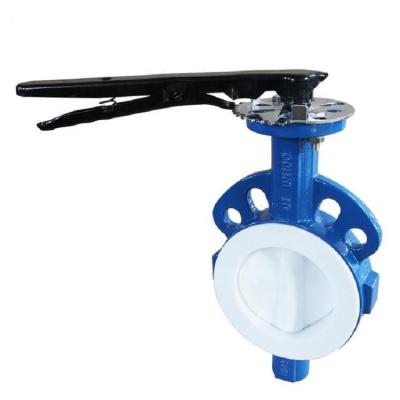 China General Handle Operate Full PTFE Split Body Wafer Type Butterfly Valve for sale