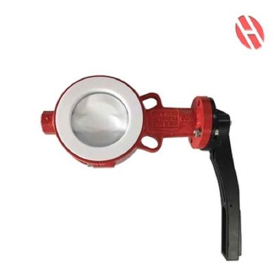 China Wafer PTFE Seat PTFE Coated Wafer Type Disc Carbon Steel Body Butterfly Valve for sale