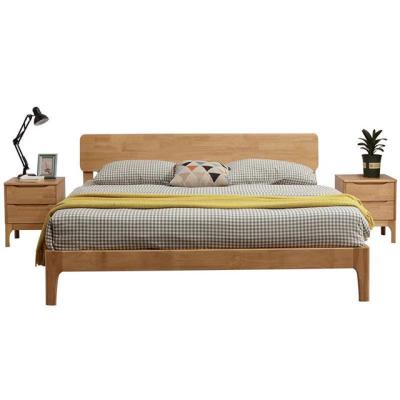 China JIA MU JIA Pine Double Bed Solid Wood Soft Bed for sale