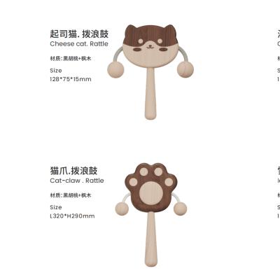 China JIA MU JIA Eco-friendly Solid Wooden Baby Rattles Wooden Toys Christmas Gift Baby Rattle for sale