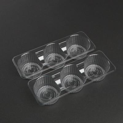 China Disposable Rectangular Plastic Packaging Tray 3 Compartments Plastic Cookie Boxes 20*7*3.5cm for sale