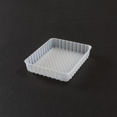 China Disposable Recyclable Individual Square Cookie Box PP Plastic Clear Dessert Tray Plastic for sale