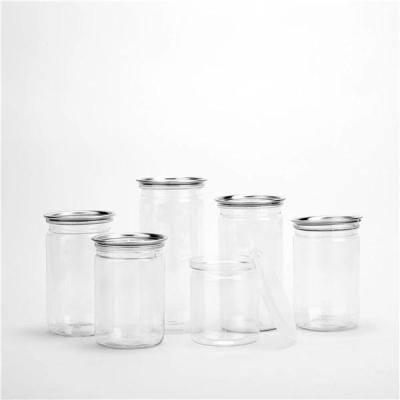 China Transparent Recyclable Plastic Round Nuts Food Jars 85*100mm for sale