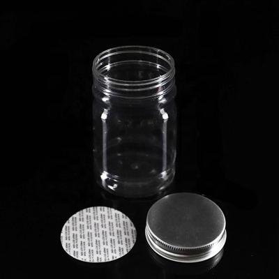 China Clear Appearance 6oz 160ml Round PET Candy Eco-friendly Storage Jar With Silver Aluminum Lid Perfect For Scented Tea And Confectionery Display for sale