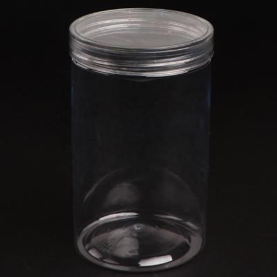 China 580ml 20oz Plastic Clear Cookie Empty Container Cylinder Storage Jars Honey Packaging Plastic Custom Food With Screw Cap Lids for sale