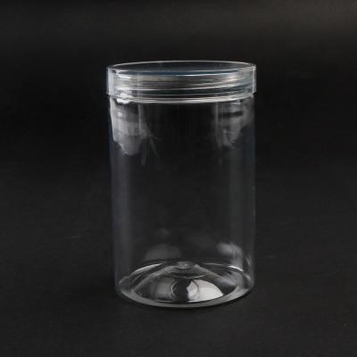 China Large 610ml 22oz Food Grade Clear Empty PET Cylinder Storage Jars Cookie Container Custom Food Packaging 100% Blank Material High Quality With Easy Open Lid for sale