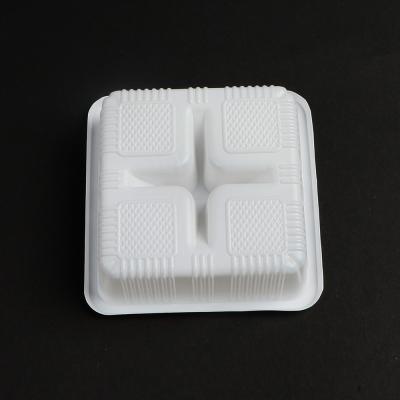 China White Dumpling Square Disposable Tray Pp Plastic Dumpling Tray Frozen Food Serving Tray Packaging for sale