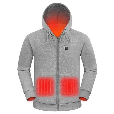 China Breathable 5V Cotton Fleece Hoodie Jacket Far Infrared Heating Battery Operated 100% Heated Winter Apparel for sale