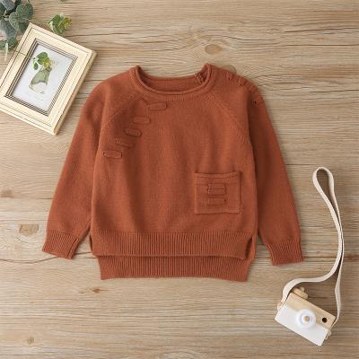 China Breathable pure color 2T-7T winter boy girl clothing children knitted tops kids pullover solid sweater for sale