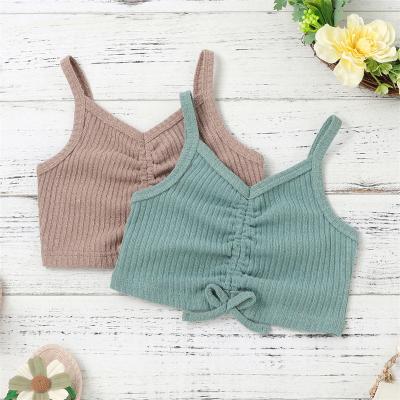 China 2PCS/LOT 2-7Y Breathable Kids Clothing Tees Crop Tank Tops Babies Clothes Summer Solid Strap Tops Casual Kids Invest Top for sale