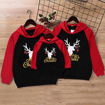 China 2020 Breathable Christmas Family Hoodies Kid Family Matching Adult Matching Clothes Christmas Hooded Top Deer Printed Hoodie for sale