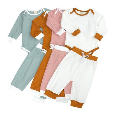 China Solid Anti-wrinkle Jumpsuits+Pants Baby Boy Clothes Ribbed Clothing Sets 0-24M Baby Cotton Roupa Unisex Newborn Pajamas Baby Girl Clothes for sale