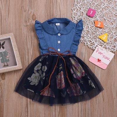 China New Girls Breathable Denim Dress Summer Sleeveless Princess Dress For Girl Children 2-6 Years Children Clothing Dresses for sale