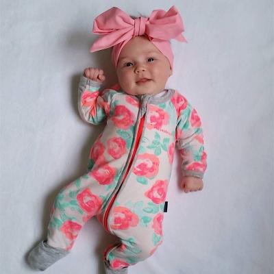 China Boutique Baby Clothing Jumpsuit Online Casual Baby Zipper Clothes Romper Rose Printed Jumpsuits for sale