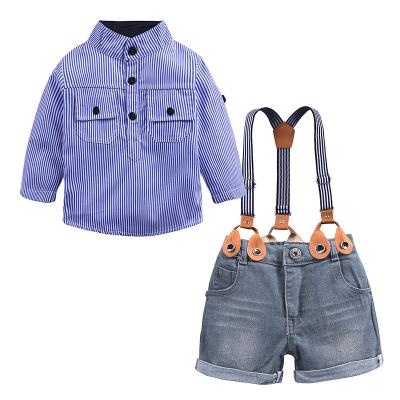 China Toddler Boys Dressing Set Summer Casual Baby Suit Shorts Shirt Bib Shorts Kids Children Clothes Suits Wedding Party Formal Suit for sale