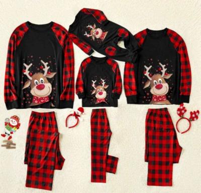 China Breathable parent-child wear European and American Christmas deer ladies pajamas parent-child home service main costume for sale