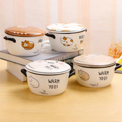 China Creative Cat Cartoon Relief Gift Noodle Bowl Cute Student Viable Instant Noodle Bowl for sale