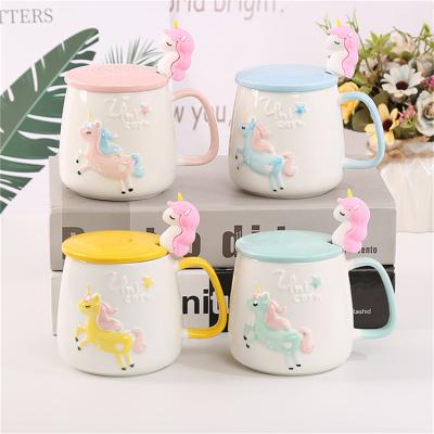 China 2020 Factory Price Viable INS Style Cute Cartoon Coffee Cup Housing Cup Colorful Function Ceramic Mug for sale