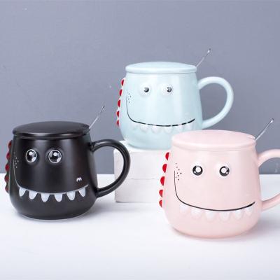 China Viable Cartoon Ceramic Mug Personalized Creative Mug With A Spoon Home Lovers Drinking Cup Coffee Mug for sale