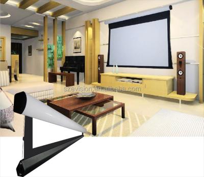 China HD Fiberglass Material Silver Motorized Home Theater 3D Tag Tensioned Projector Screen for sale