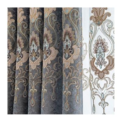 China Wholesale Luxury Metallic Aluminum Chenille Blackout Embroidery Curtain Fabric Turkish Curtain Fabric With Sheers For Living Room for sale