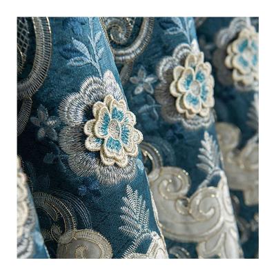 China Wholesale Blackout Cashmere Diamond Blackout Embroidery Spain Lace Curtain Fabric Double Sided Fabric Matte Curtain for sale