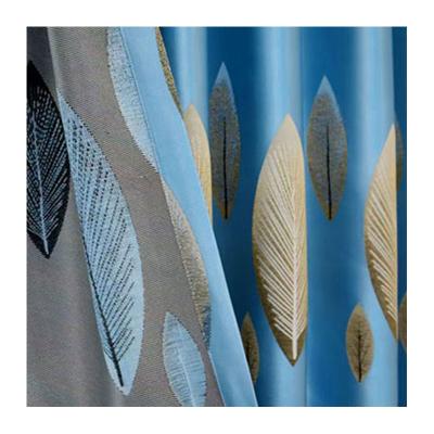 China Wholesale Blackout High Precision Polyester Jacquard Curtain Fabric 90% Blackout Fabric For Drapes Green Leaf Curtain Fabric for sale