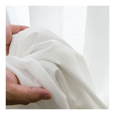 China Eco-friendly Pure Solid White Sheer Curtain Fabric Polyester Textile Tear-resistant Fabric For Curtains Tulle Fabric For Curtains for sale