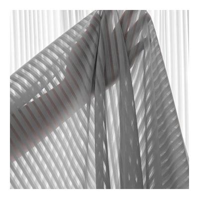 China Breathable White Strip Curtain Fabric For Hotel Sheer Curtain Fabric For Living Room Bedroom Weave Curtain Luxury Net Fabric for sale