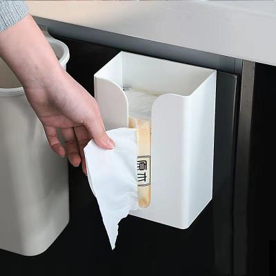 China Minimalist Non-listing Paper Towel Holder Wall Mounted Multifunctional Plastic Desktop Toilet Paper Box for sale