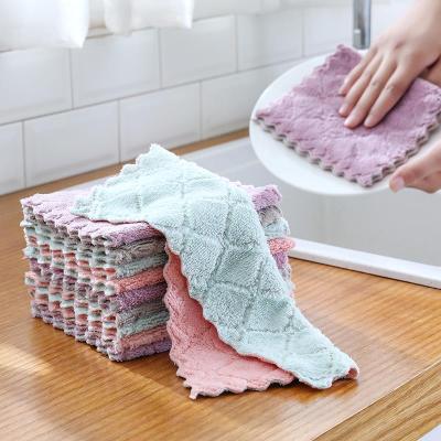 China Kitchen Viable Nonstick Super Absorbent Cloth Dish Microfiber Cleaning Cloth Dishcloth Printing Oil Cleaning Tools for sale