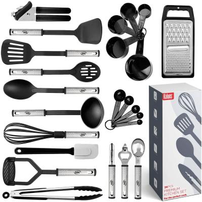 China Kitchen Stocked Utensil Set 24 Nylon and Stainless Steel Utensil Set Set, Nonstick and Heat Resistant Cookware Sets, Cooking Tools for sale