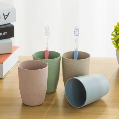 China Creative Tooth Cylinder Water Wash Mouthwash Straw Wheat Cup Couples Toothbrush Set Stocked Brushing Cup for sale