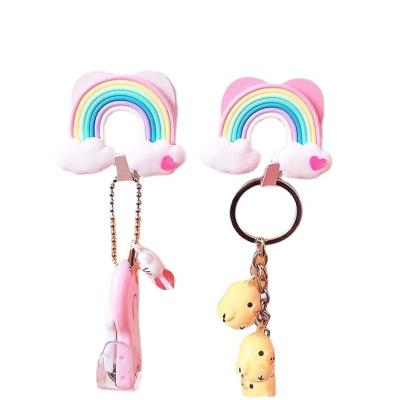 China Viable Seamless Nail-free Strong Self-adhesive Key Sticker Hook Wall Sticker Cute Hook Behind The Door On The Wall for sale